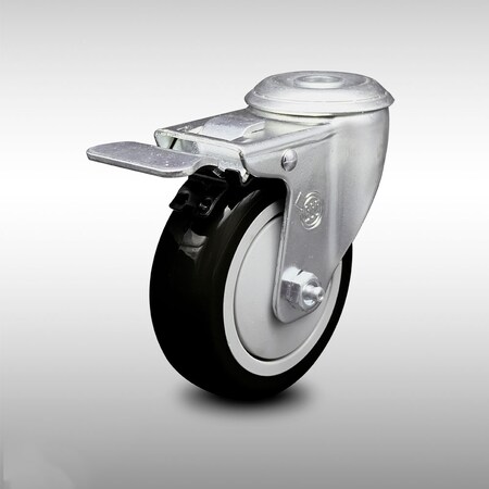 Service Caster 4 Inch SS Black Polyurethane Wheel Swivel Bolt Hole Caster with Total Lock Brake SCC-SSBHTTL20S414-PPUB-BLK